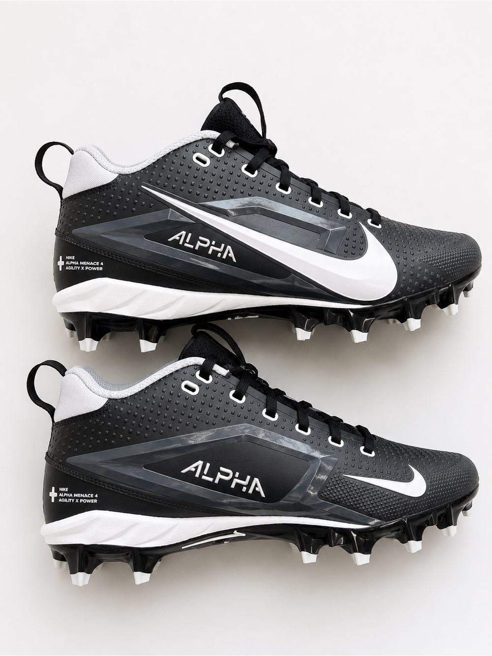 Nike Alpha Menace 4 Varsity Football Cleats Men’s 8 Black White FN0027-001
